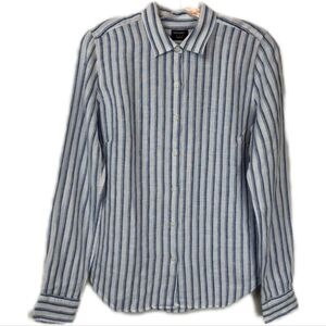 UNTUCKit Women's 100% Linen Wehlen Long Sleeve Button Down Striped Shirt Size 4